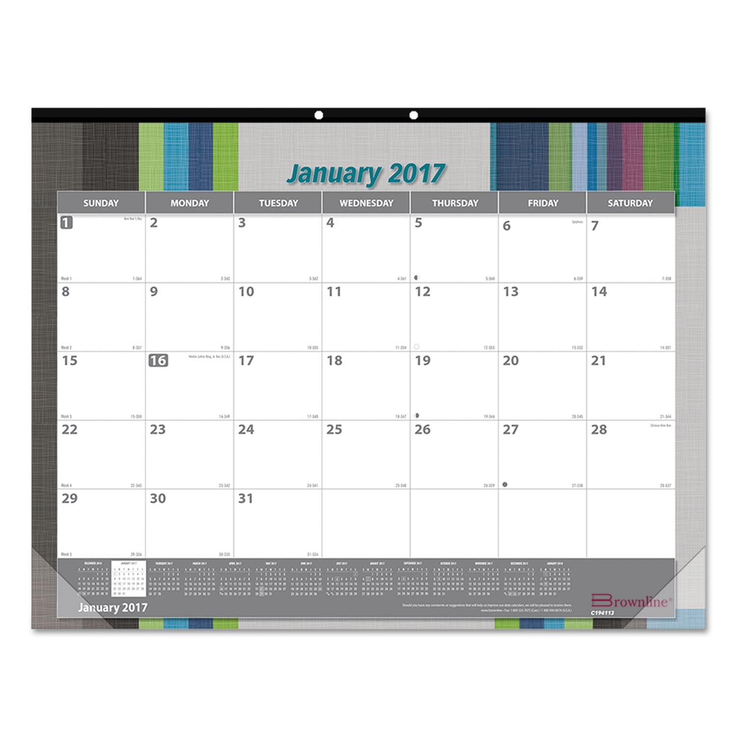 Brownline Monthly Deskpad Calendar Chipboard Geometric 22 x 17 2017 C194113