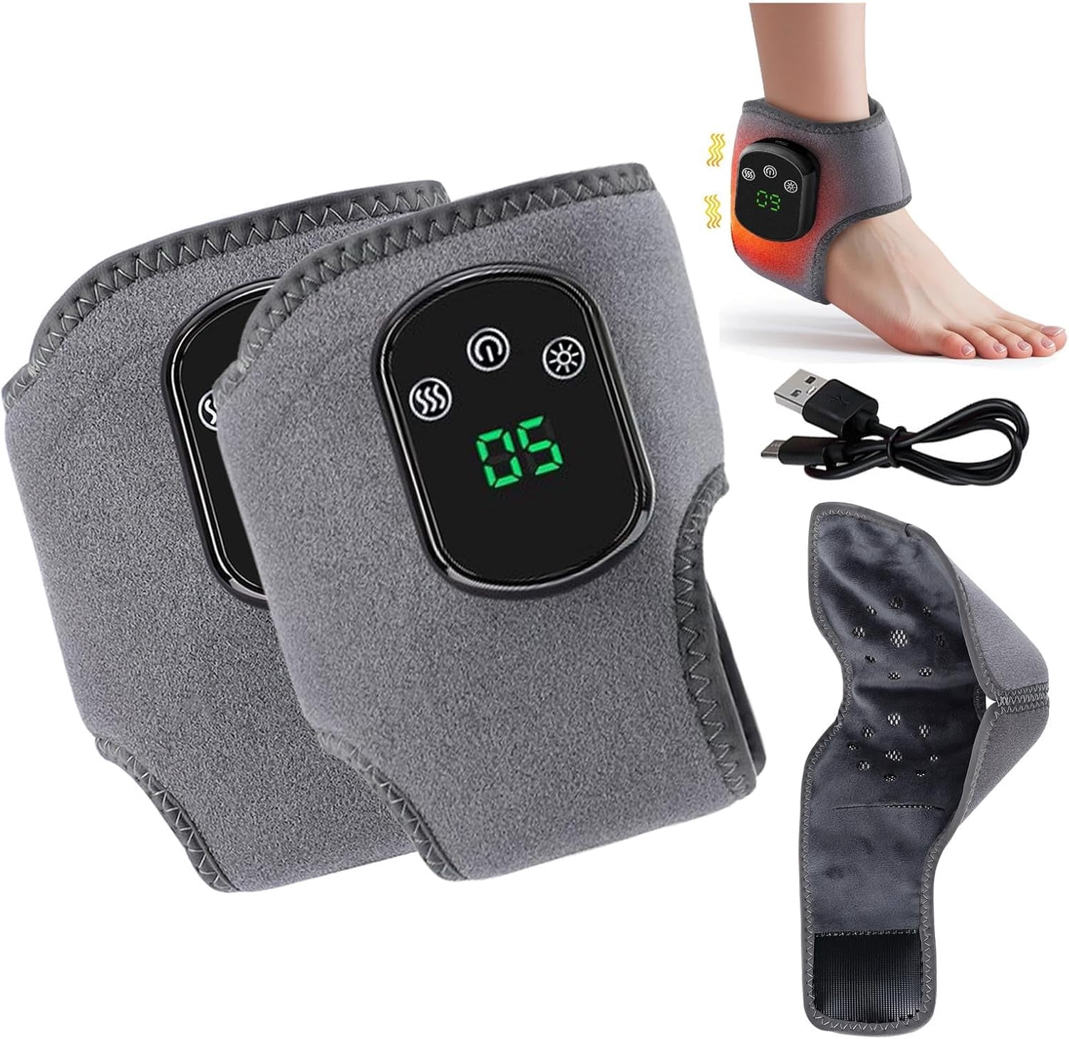Rejuvacare Heated Foot Massager Wrap with Vibration, 3 Modes & 5 Heat Levels for Relaxation and Comfort(1pcs)