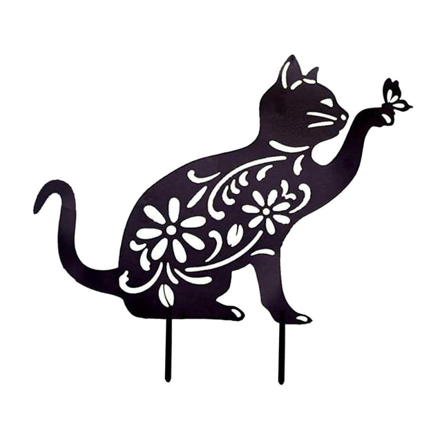 de jardín de gato lindo negro, de estatua de gato, estatuas decorativas de animales de Metal para jardín de jardín decoración casa