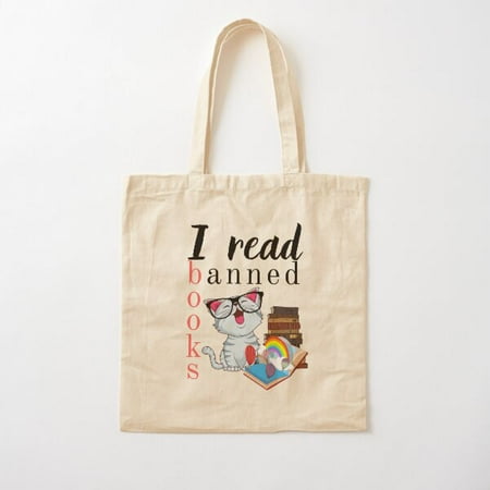 Cat I Read Banned Books - Funny Cat Reading A Book  Essential T-Shirt Cotton Tote Bag Canvas Tote Bag  Family Gift For Mother  Her