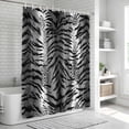 thumbnail image 5 of Polyester Fabric Leopard Stripes Shower Curtain, Vintage Black White Animals Texture Waterproof Bathtub Curtain Bathroom Decor Set with Hooks 60 x 72 Inches, 5 of 6