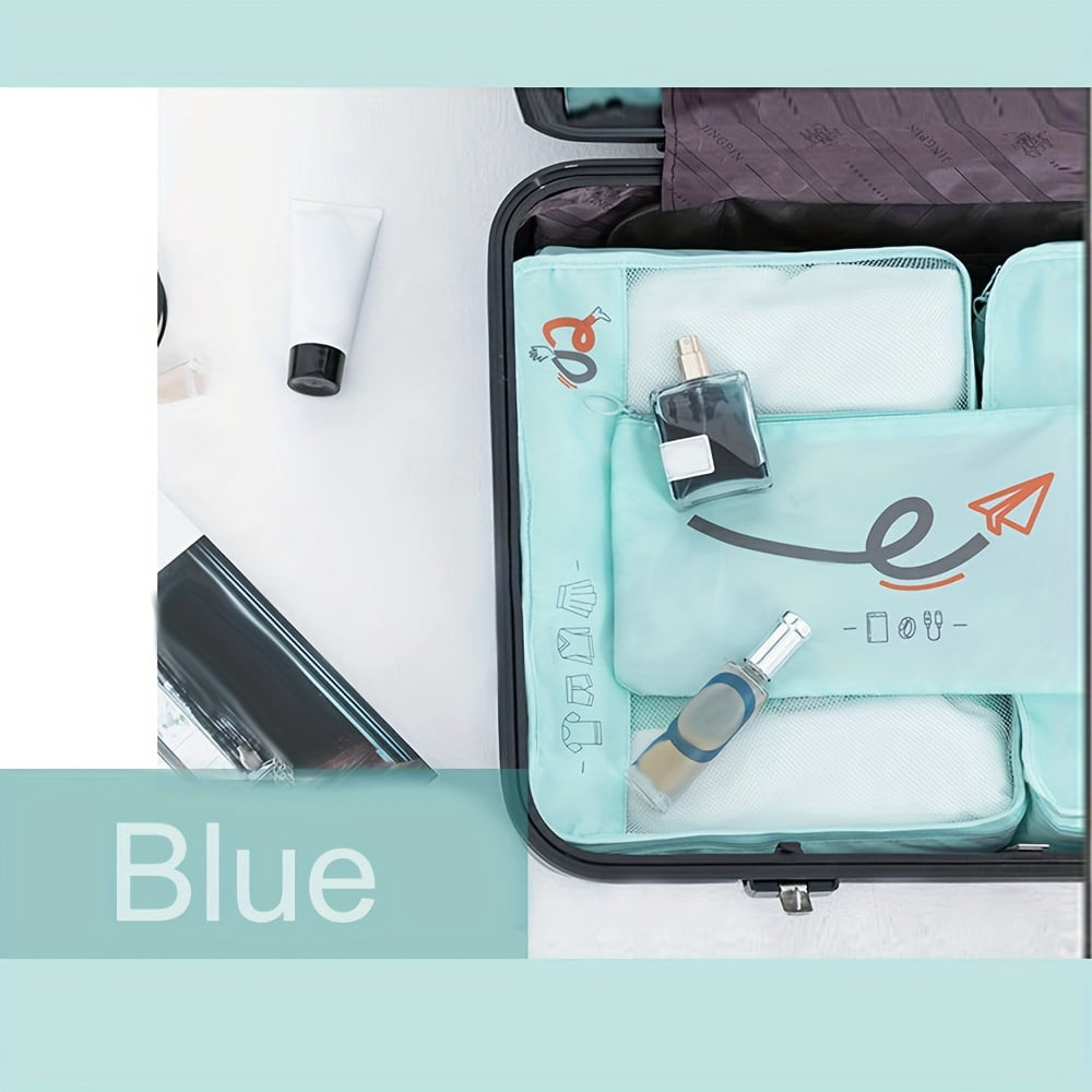 6pcs Travel Luggage Packing Cubes, Portable Clothes Storage Bag, Foldable Underwear Organizer Laundry Pouch