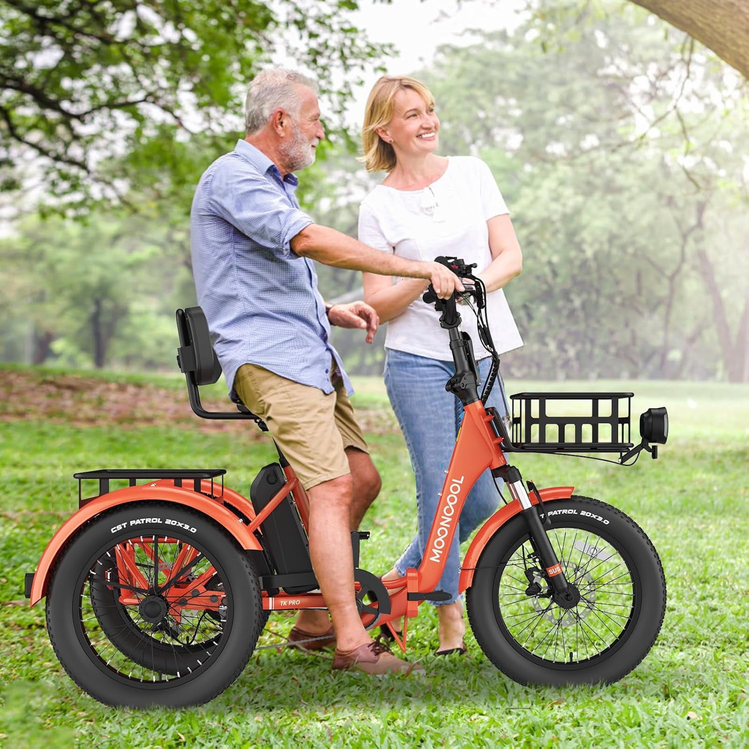 ABORON 20" Fat Tire Electric Trike 750W 48V Motorized Folding Commute E-Bike for Adult, Foldable 3 Wheel Electric Bicycle Trike for Senior Women with Front & Rear Basket