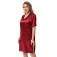 thumbnail image 6 of Alvivi Women Satin Nightgown V Neck Short Sleeve Nightdress Sleepwear M-XXL, 6 of 7