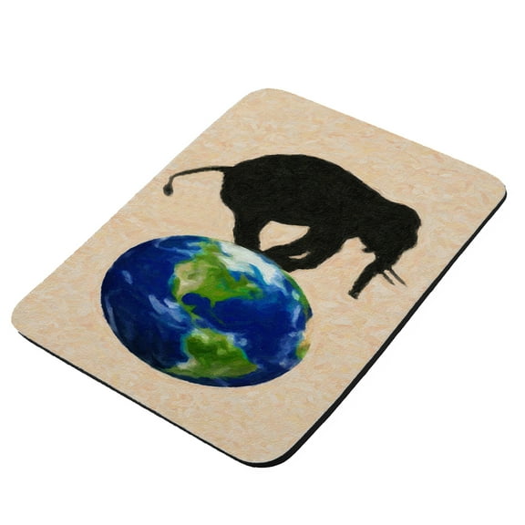 Elephant Wildlife Earth Painting - KuzmarK Mousepad / Hot Pad / Trivet