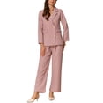 thumbnail image 2 of Women's Two Piece Sets Dressy Business Work Office Casual Outfits Blazer Pantsuits Sets XL Pink, 2 of 5