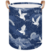 Qzaxky Japanese Crane Laundry Basket Organizer Foldable Tall Large Laundry Basket Collapsible Folding Laundry Basket Dirty Clothes Fabric