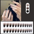 thumbnail image 3 of 24pcs Cool Girl False Nails Press On Long Coffin Square Ballet Nail Tips Full Cover Acrylic Fake Nail With Black Gradient Design, 3 of 6