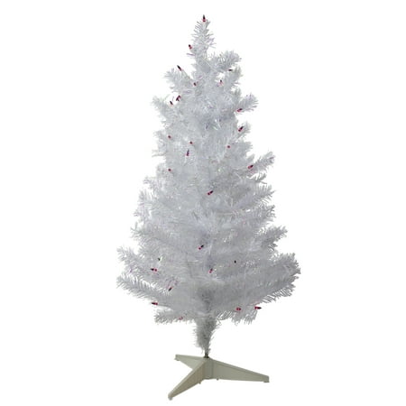 3' Pre-lit White Iridescent Pine Artificial Christmas Tree - Pink/Purple