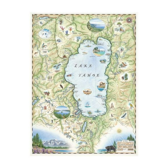 Xplorer Maps MAP_LTH Lake Tahoe Hand-Drawn Map