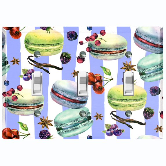 Metal Light Switch Plate Cover Macaron Fruits and Spices French Desserts CAK023