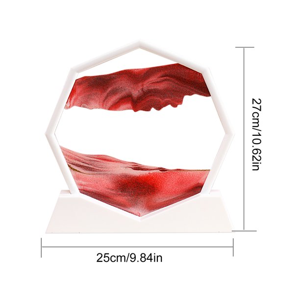 Adorno de dibujo de reloj de arena de pintura de arena movediza octogonal 3D (borde blanco rojo) Ehuebsd Libre de BPA