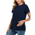 thumbnail image 3 of DYMADE Womens Summer Breathable Casual Solid Color Short Sleeve Round Neck Pregnancy Maternity T-Shirts, 3 of 4