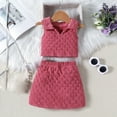 thumbnail image 2 of Girl Outfit Toddler Kids Baby Sleeveless T Shirt Tops Skirts 2Pcs Outfits Clothes Cotton Set Little Girls Clothes Hot Pink 3 Years-4 Years, 2 of 4