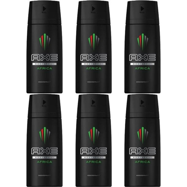 6 Pack Axe Africa Mens Deodorant Body Spray, 150ml