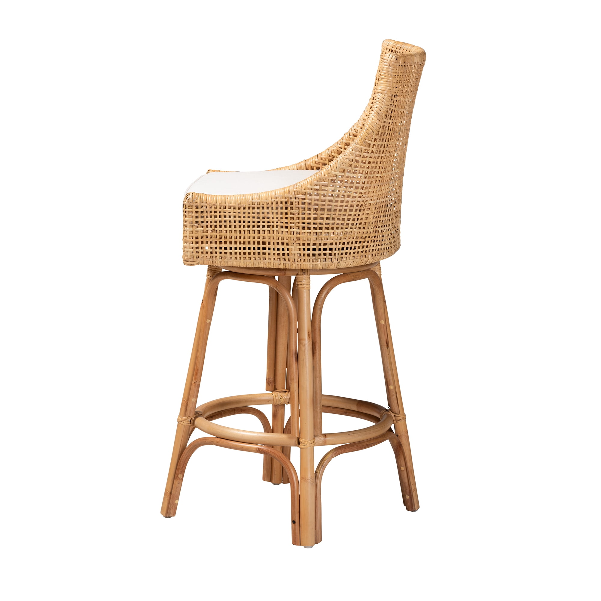 bali & pari Bella Modern Bohemian Natural Brown Rattan Bar Stool