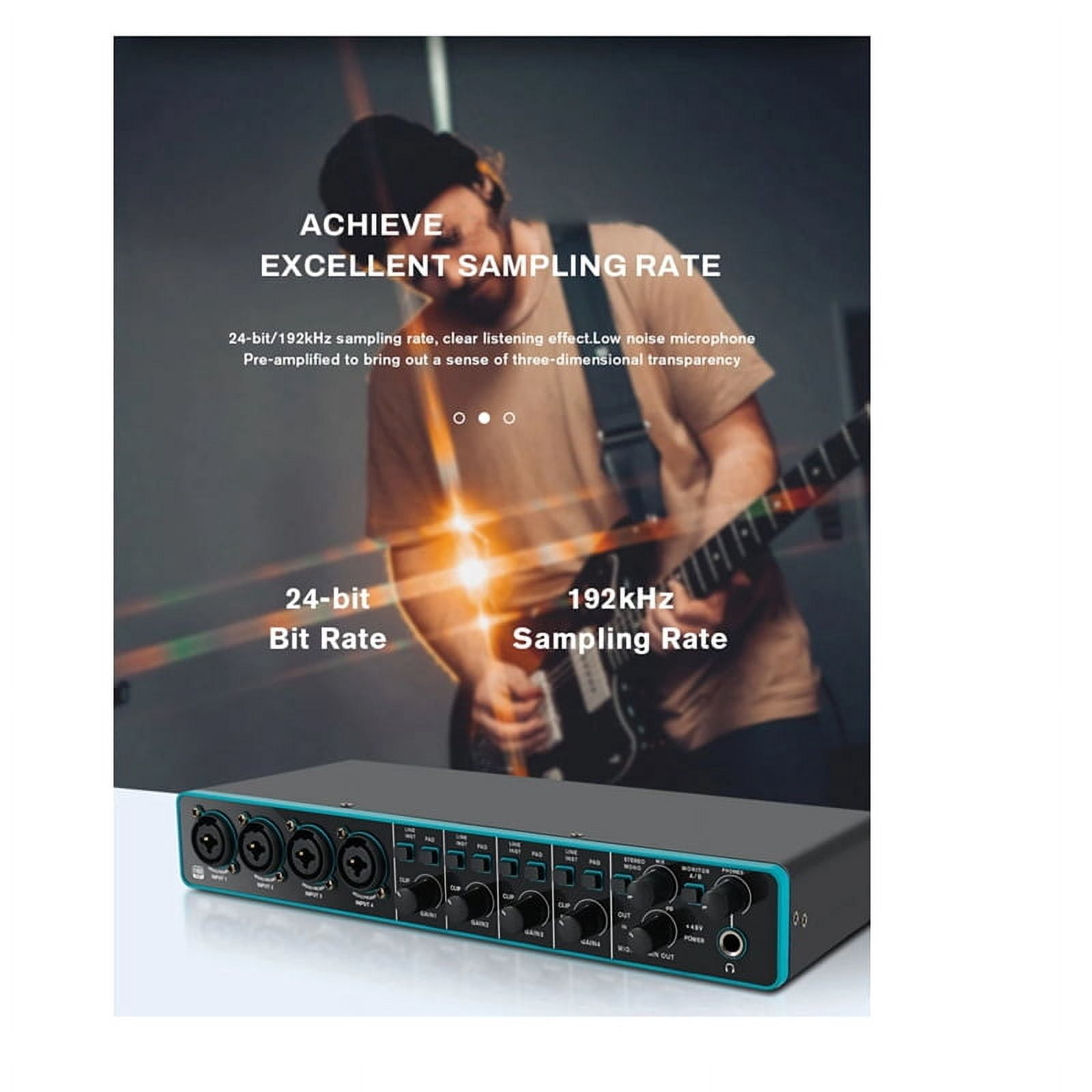 Audio Interface Sound Card Professional Usb Interface Studio Recording with Mic Preamplifier for Musical Instrument