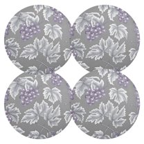 Ryvnso Grape Print on Gray Round Plate Mats Dining Table Placemat Set of 4 for Holiday Decoration