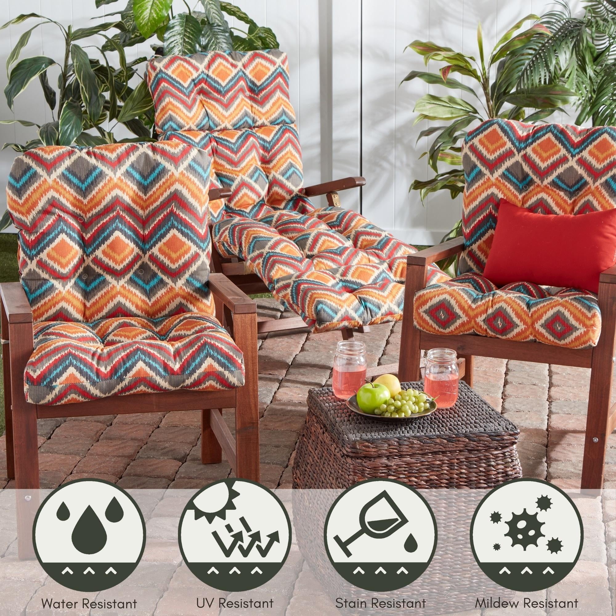 Greendale Home Fashions Outdoor Tufted 42'' x 21'' Chair Cushion, Set of 2, Surreal