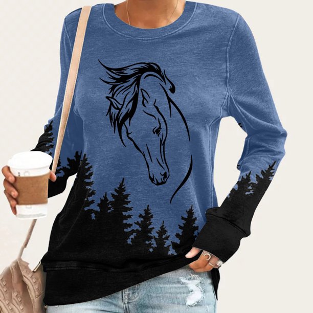 Ichuanyi liquidación de la moda para mujeres de la moda impresa manga de mangas largas blusa redonda de cuello redondo sudadera sudadera sudadera con capucha ICHUANYI WER202308211921