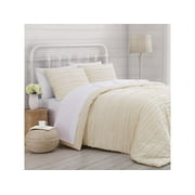 Rachel Ashwell CS2819AMFQ-1506 Prairie Textured Stripe Comforter Set 3 Piece Full/Queen Almond Milk