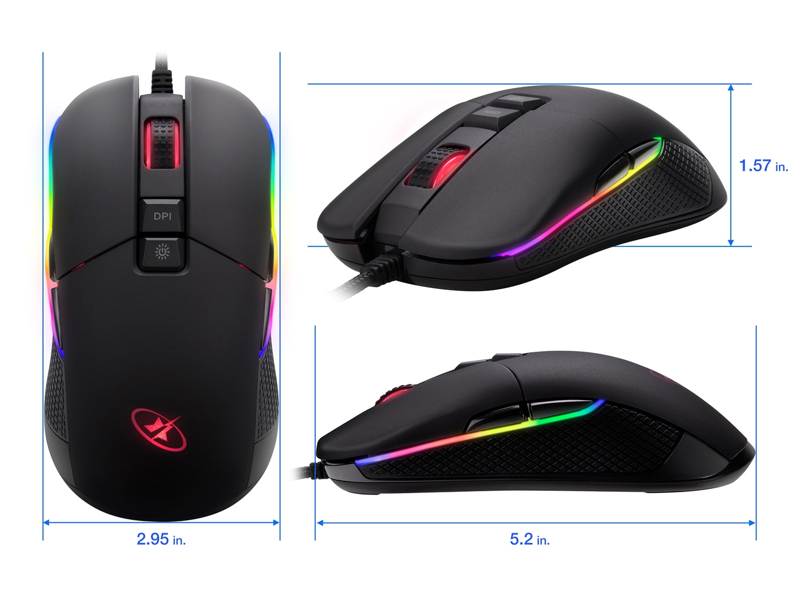 Rosewill NEON M62 Ambidextrous Wired Gaming Mouse, On-The-Fly