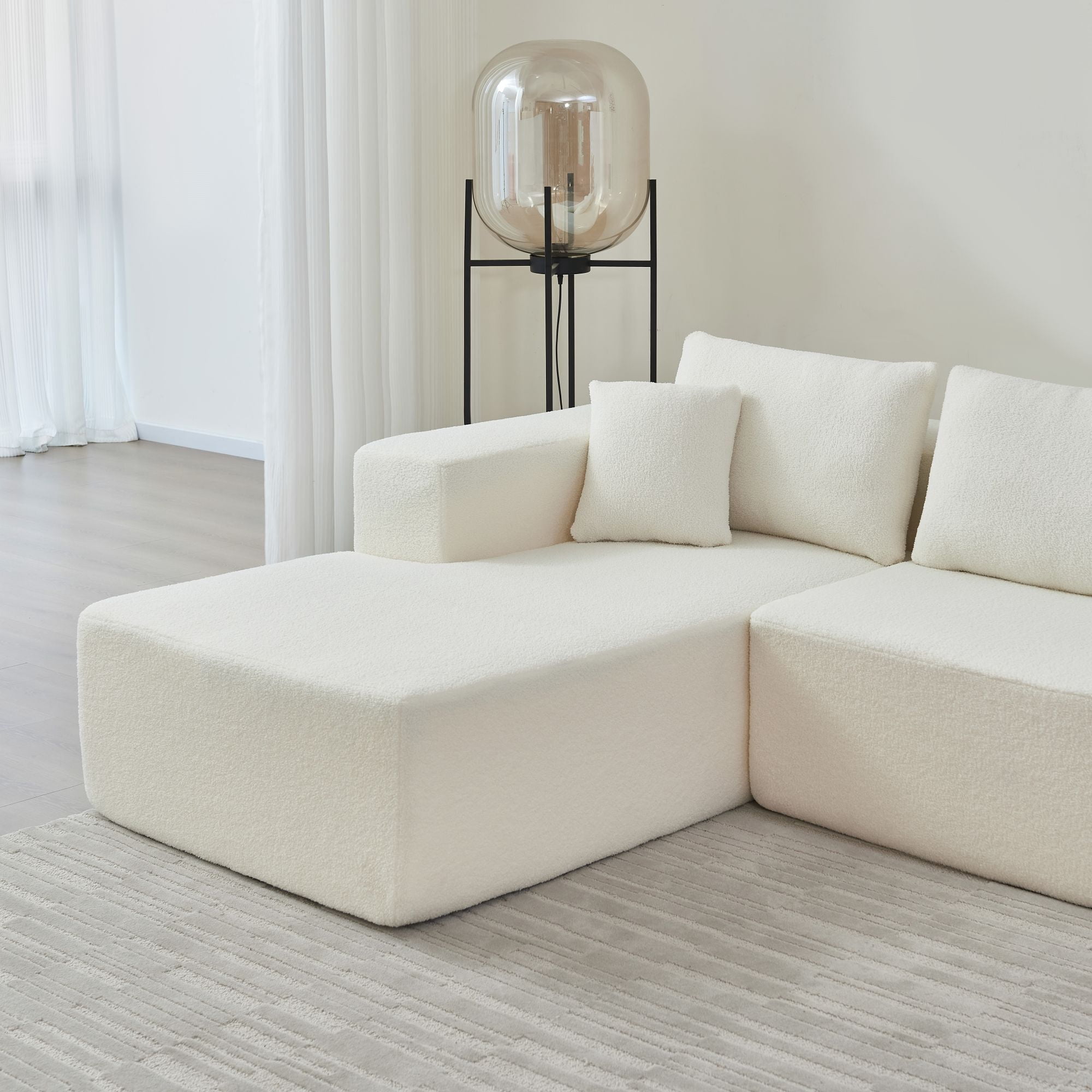 DEALTOPS 104.33" L Shaped Modular Sectional Sleeper Sofa Couch with Chaise Lounge, High Density Sponge, Beige