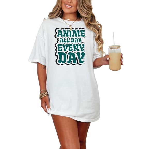Anime All Day Every Day, White Comfort Colors T-Shirt, Small