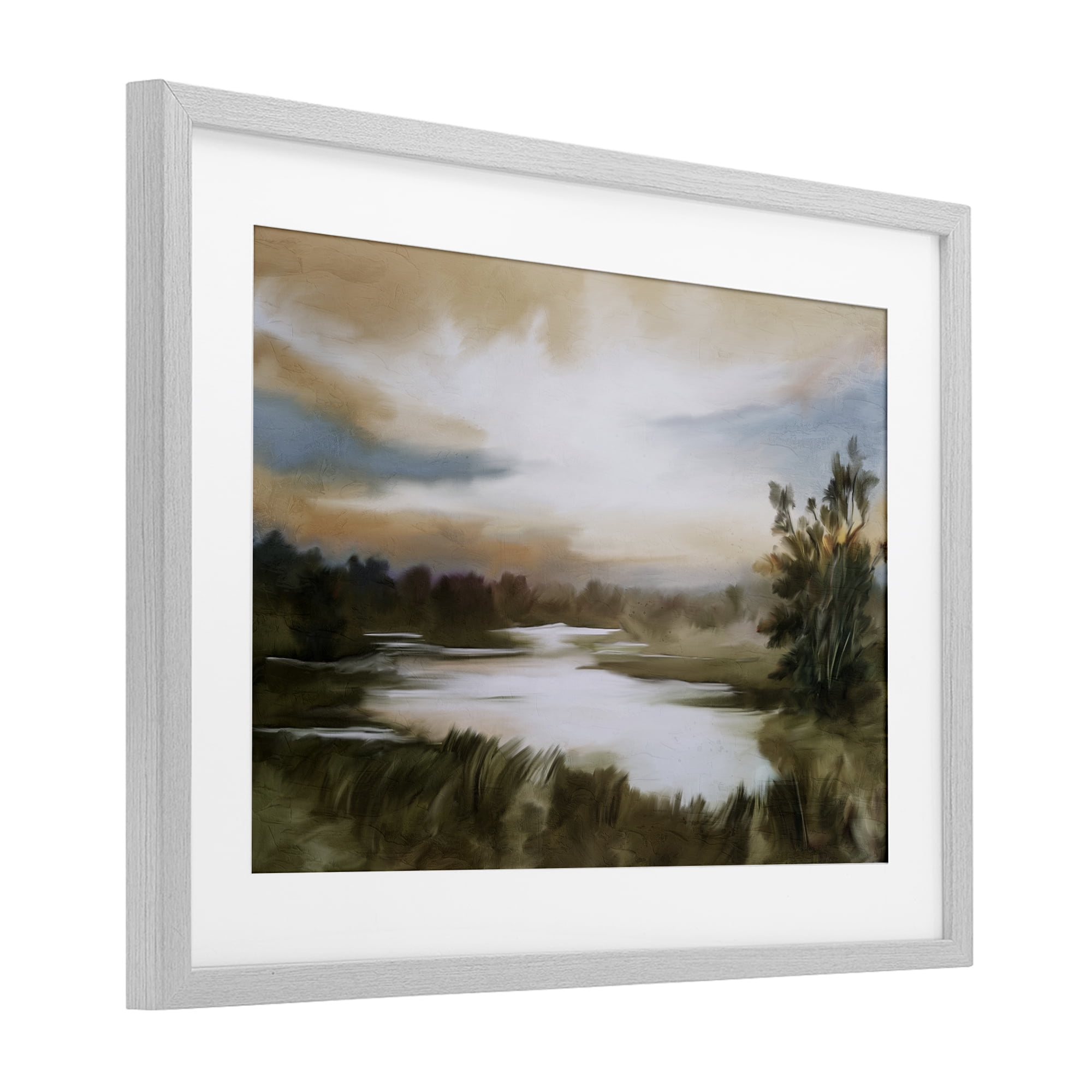Stupell Industries Sunset Pond Countryside Gray Framed Print Under Glass, design by Kim Allen