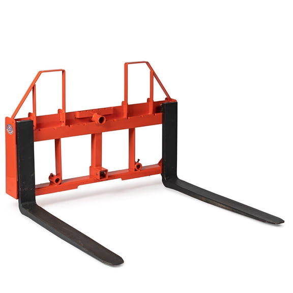 Titan Attachments UA USA Made Orange Step-Through Pallet Fork Frame Attachment, 48in Fork Blades, Rated 4,000 LB, Quick Tach Mounting