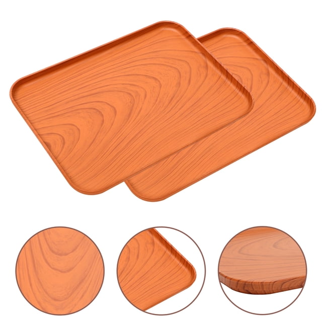 FUTUREORYY 2Ud Para Servir Reutilizable De Plástico Imitación Grano De Madera Marrón