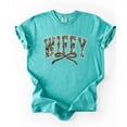 thumbnail image 7 of Wifey Camo Varsity Letter T-Shirt for Women - Coquette Bow Graphic Tee - Camouflage Wife Shirt Seafoam Shirt Adult Medium, 7 of 7