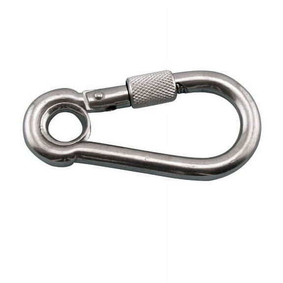 STAINLESS SCREW LOCK CARABINER SPRING CLIP, 7/16 X 4-5/8", 316 SS