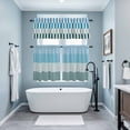 thumbnail image 3 of Colorful Stripe Kitchen Curtains Sets for Windows 24 Inch Length, Modern Teal Blue Green Vertical Striped Rod Pocket Window Treatments Tier Curtains and Valances Set for Bedroom/Bathroom, 3 of 8