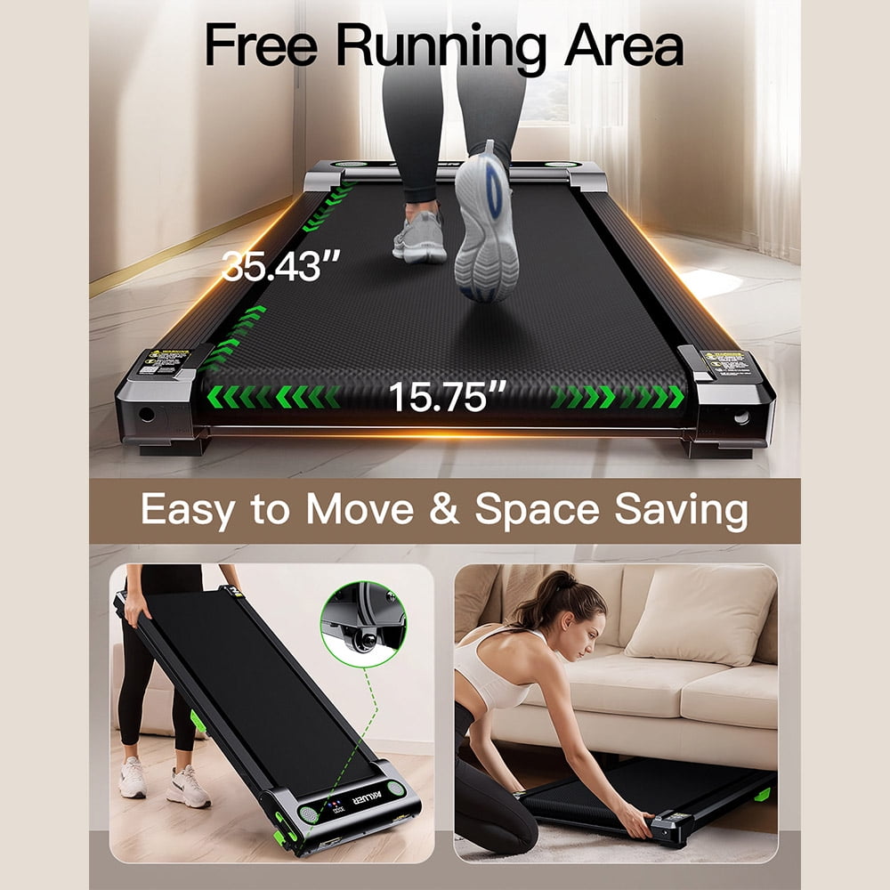 Akluer 480L-A Walking Pad with Incline, 2.5HP Under Desk Treadmill with Remote Control, LED Display, 330lbs Max Capacity,Black