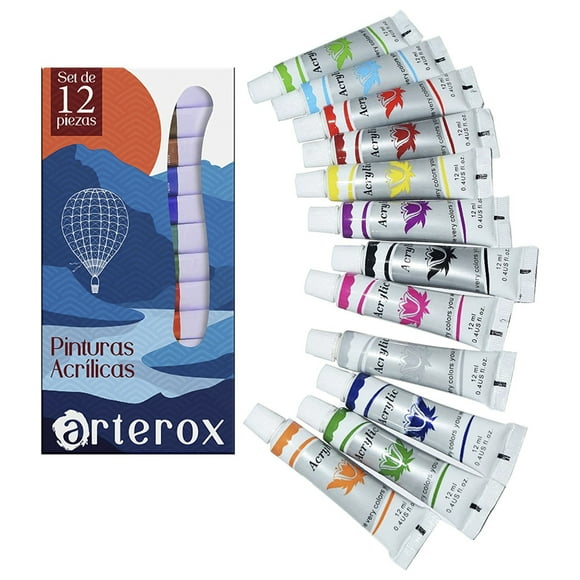Arterox Set de 12 Pinturas Acrilicas. Pintura Acrilica para Artistas Arterox Set de 12 Pinturas Acrilicas