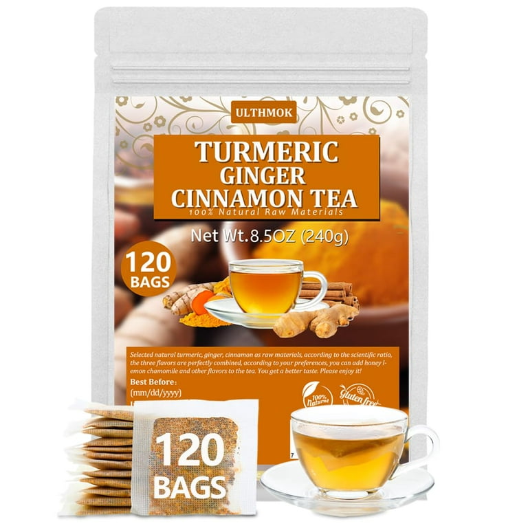 120 Premium Turmeric, Ginger, Cinnamon Blend Tea Bags, 100