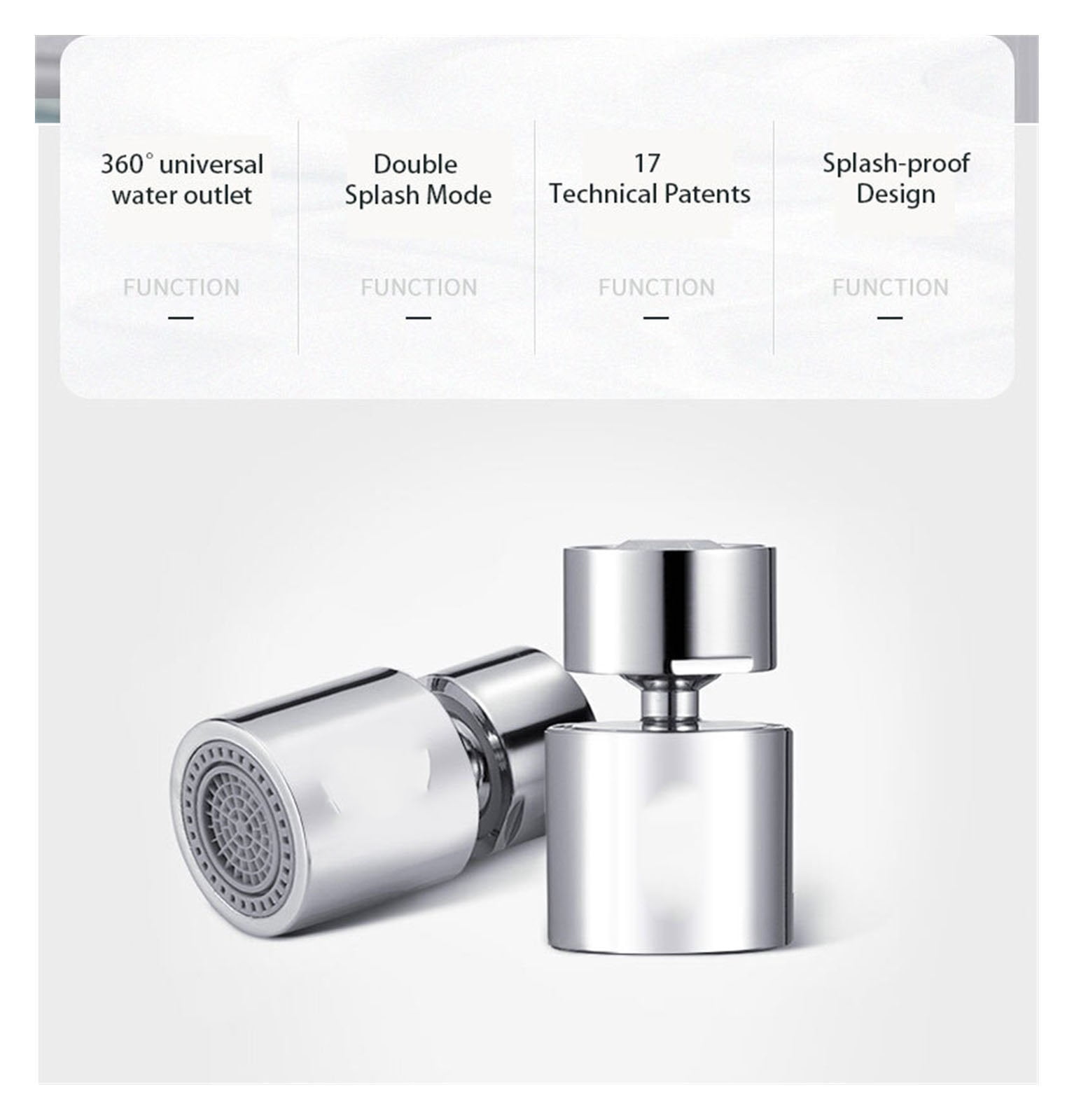 Faucet Aerator,Kitchen Faucet Nozzle Bubbler Water Tap Aerator 360-Degree Rotation Water Saving Filter Large Angle Dual Function Bubbler ,Water Saving