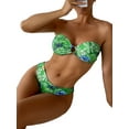 thumbnail image 3 of Arvbitana Women 2Pcs Bikini Swimsuit Set Floral Print Strapless Wrap Chest Padded Tube Tops + Thong Summer Swimwear Beach Outfits, 3 of 8