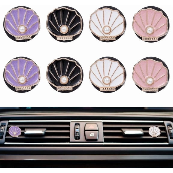 8Pcs Seashell Car Air Vent Clips Resin Air Diffuser Vent Clips Car Perfume Clip Decor Shell Shape Cars Interior Decoration Accessories for Automotive Interior Trim Accessory diy