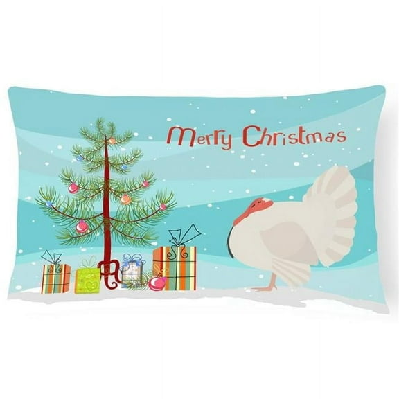 Carolines Treasures BB9350PW1216 White Holland Turkey Christmas Canvas Fabric Decorative Pillow, Teal, 12H x16W,