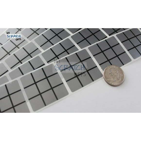 Étiquettes à Gratter à Grille Carrée Argentée 1,5 Pouces - 1 000 Étiquettes