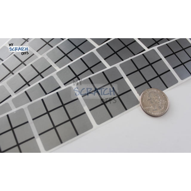 Silver 1.5" Square Grid Scratch Off Labels - 1,000 Labels
