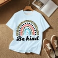 thumbnail image 3 of Hienoo Big Girls Short Sleeve Tshirt Rainbow Print T Shirt Children's Casual T-Shirt, 3 of 4
