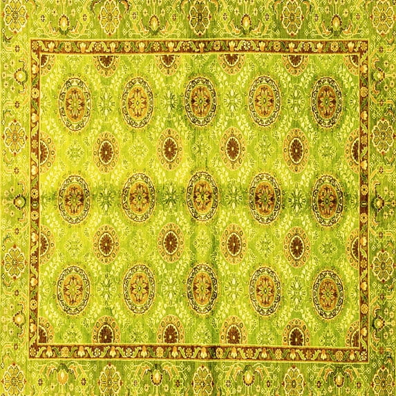 Ahgly Company Indoor Square Abstract Yellow Modern Area Rugs, 7' Square
