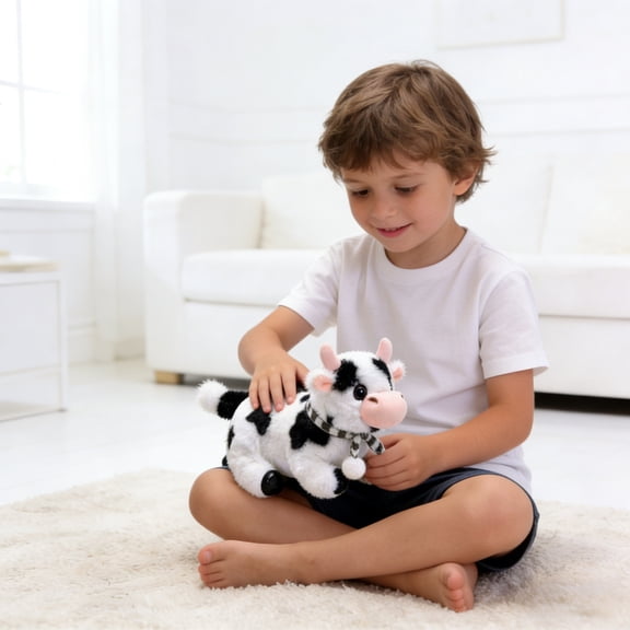Robot Cow Electric Plush Toys Interactive Stuffed Animals Plush Toy Interactive Lifelike Animated Cow With Realistic Sounds C - 18cm