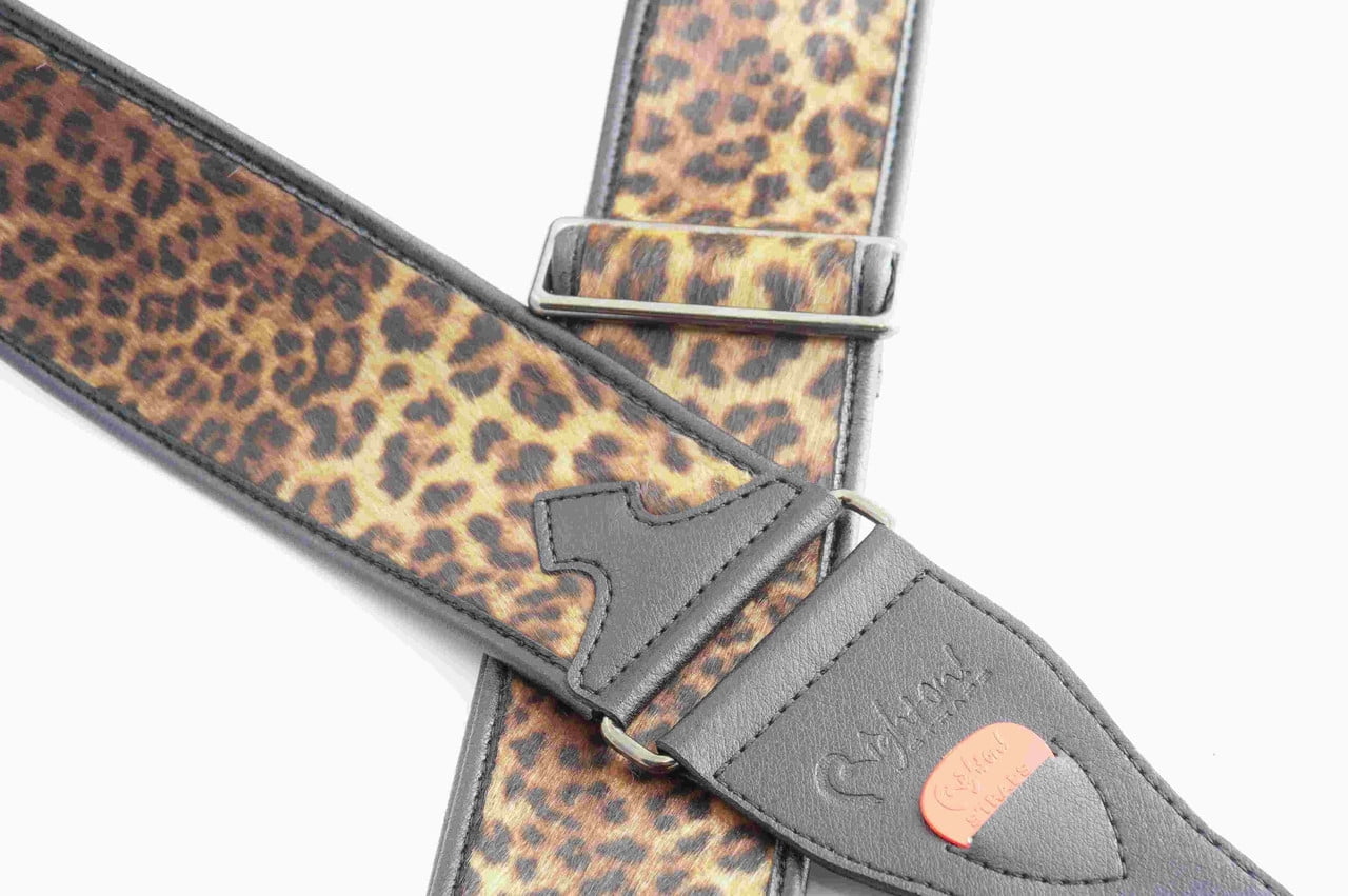 RightOn! Straps Leopard Guitar Strap – Vegan Leather Animal Print Design