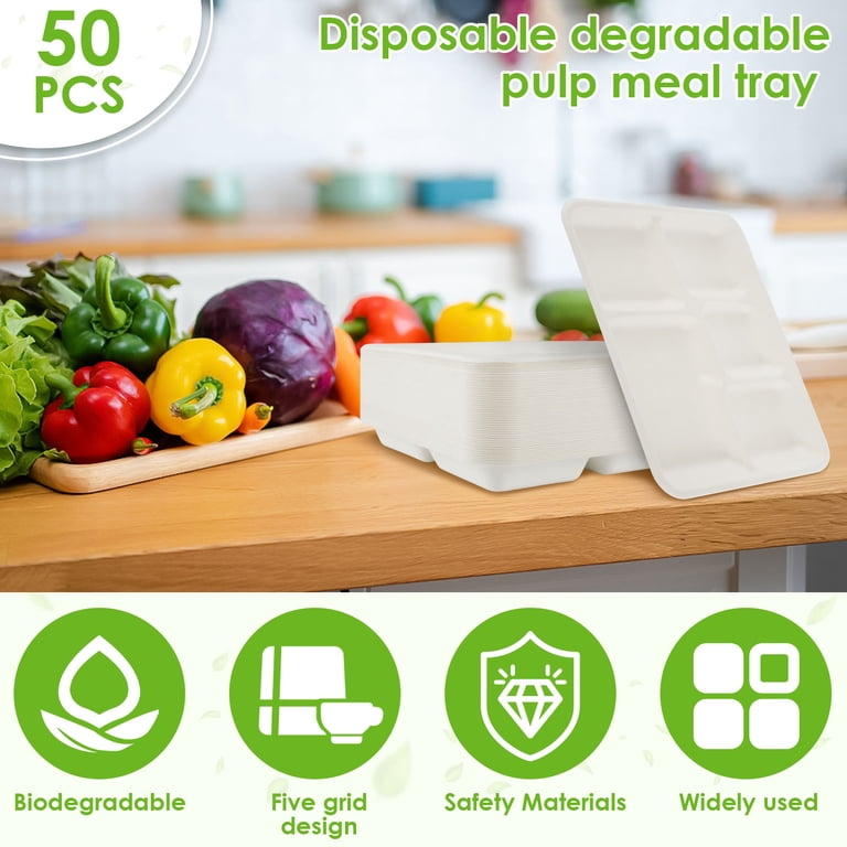 Jetcloudlive 50-Count Compostable Compartment Plates, Sugarcane Fiber photo 4