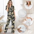thumbnail image 4 of TSOVTHRID Rainbow Daisy Cherry Lips Print Pajama Set for Women Button Down Sleepwear With Long Pants Soft Lounge Set for Women Short Sleeve Pj Sets, S, 4 of 7