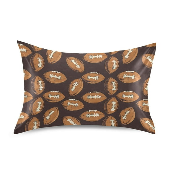 JSTEL Brown Football Satin Pillowcase Standard Size Pillow Cases Envelope Closure Bed Pillow Cover, 20 x 26 inch